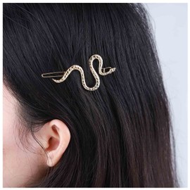 Xduargs Vintage Snake Hair Clip Barrette Snake Serpent Hair Barrettes Clips French Serpent Hairpin Barrette Snake Bobby Pins Hair Barrette Headdress Accessories for Women(Gold)