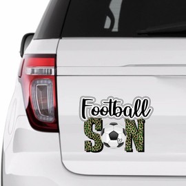 Football Son Sticker, Leopard Print Football Vinly Decal for Cars Laptops, Windows, Walls, Fridge, Toilet and More - Sport Theme Stickers 15in
