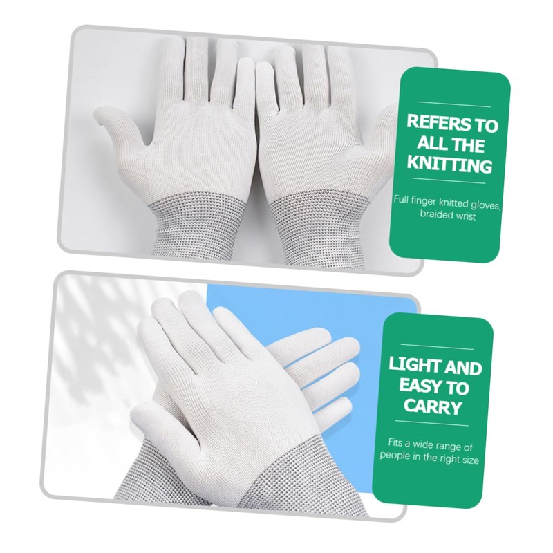 Mipcase 12 Pairs Fingertip Static Nylon Gloves for Industry Precision