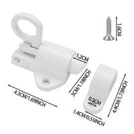 Hordion 2 Packs Self Closing Latch Spring Door Lock, Resilient Bolt Latch Security Automatic Gate Lock, Spring Barrel Slide Door Lock with Screws for Cabinet Window Wooden Fence, White