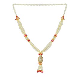 Artificial Mala Pearl Beads Garland Haar Moti Mala for Idol-Mala for God Statues Accessories Pooja Sringar Articles Ornament for Indian Traditional Cultural Festival Decoration(Size:-9")(White)