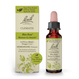 Bach Original Flower Remedies, Clematis for Focus and Concentration (Non-Alcohol Formula), Natural Homeopathic Flower Essence, Holistic Wellness and Stress Relief, Vegan, 10mL Dropper
