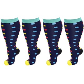 2 Pair Plus Size Compression Socks for Women Men Flight Socks Knee High Support Compression Socks Wide Calf Medical Compression Stocking Plus Size Running Socks (7XL, WQH144-3)