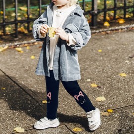 KEREDA Thermal Leggings Girls Children Lined Cat Winter Warm, navy