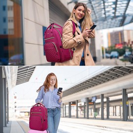 YAMTION Laptop Backpack Women, 17.3 Inch School Backpack Women School Bag Girls Teenager Daypack with USB and Laptop Compartment for School University Office Work City