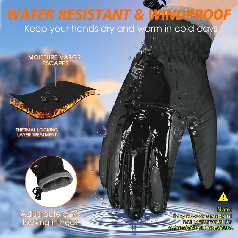 VZGZIL Winter Gloves for Men Women, Thermal Windproof Cycling Glove,