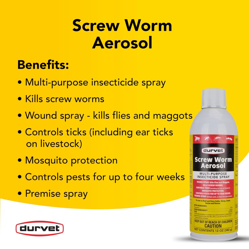 Durvet 003-1113400 58530 Screw Worm Aerosol, 12 oz, Brown/A