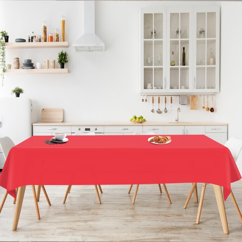 YSYJ Red Plastic Tablecloth Roll Disposable 54 in x 300