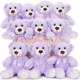 Tezituor Bulk Teddy Bear Baby Shower, 10 Packs Small Teddy Bear Stuffed Animals in Bulk,13.5" Small Stuffed Bears Plush for Wedding,Birthday,Christmas, Party Decorations, Valentine's Day  #BlackFriday #Christmas:_Purple-10pack