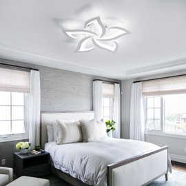 Goeco Flower Ceiling Light, Modern LED Ceiling Light Fixture, 6000K Cool White Light Acrylic Flush Mount Ceiling Light for Bedroom, Living Room, Dining Room, Kitchen (5-Head White)