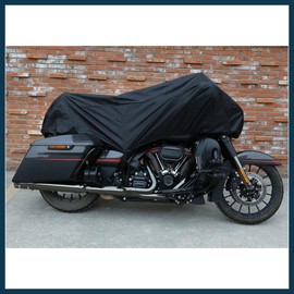TUCKBOLD Motorcycle Cover Lightweight Half Cover Outdoor Waterproof Rain Dust Protector Black XL for Most Full Dress Touring Cruiser Automotive Parts