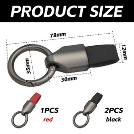 ZGDEIWGF 3 Pieces Car Keychain Clip, Men Keychain, Women's Car Keychain, Car Keychain, Keychain Buckle, Gunmetal Black Leather