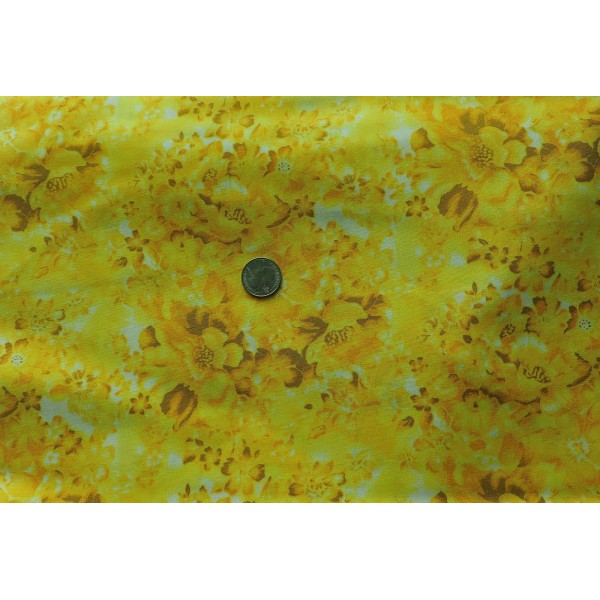 Unbranded 100% Cotton Fabric - Shades of Lemony Yellow Flower