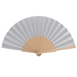 MAPIMANIA - Colourful Fan for Women's Handbag Made of Fabric Silver, Folding Wedding Fan, Spanish Fan, Japanese Fan, Guest Gift, Cerimony