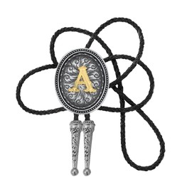 Absbolo Bolo Tie for Men Initial Letters ABCDJMR-Z Western Tie Rodeo Cowboy Bolo Tie for Men Women A