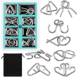 8 Piece Metal Puzzle Toy 3D Brainteaser Metal Wire Puzzle Game Metal Wire Puzzle Games Set for Adults and Children Puzzle IQ Games for Birthday Party Bags (Vivid Style)