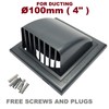 Cotarba 100mm 4&quot; Grey Ducting External Air Vent Cowled Draught