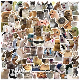 100PCS Funny Cat Meme Stickers for Adults, Cute Waterproof Vinyl Kitten Decals for Laptop Water Bottles Scrapbook Journal Guitar, Pet Animals Stickers for Cat Lovers (100 Cats)