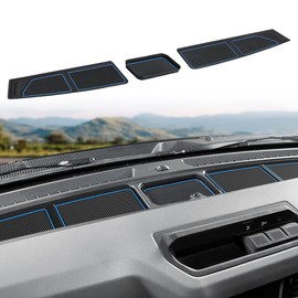 Auovo Dash Cover Tray Compatible with Ford Bronco Accessories 2021 2022 2023 2024 2025 2026 Bronco Silicone Dashboard Mat fit Bronco 2/4-Door Interior Dash Pad Liners 3-pc Set (Blue Trim)