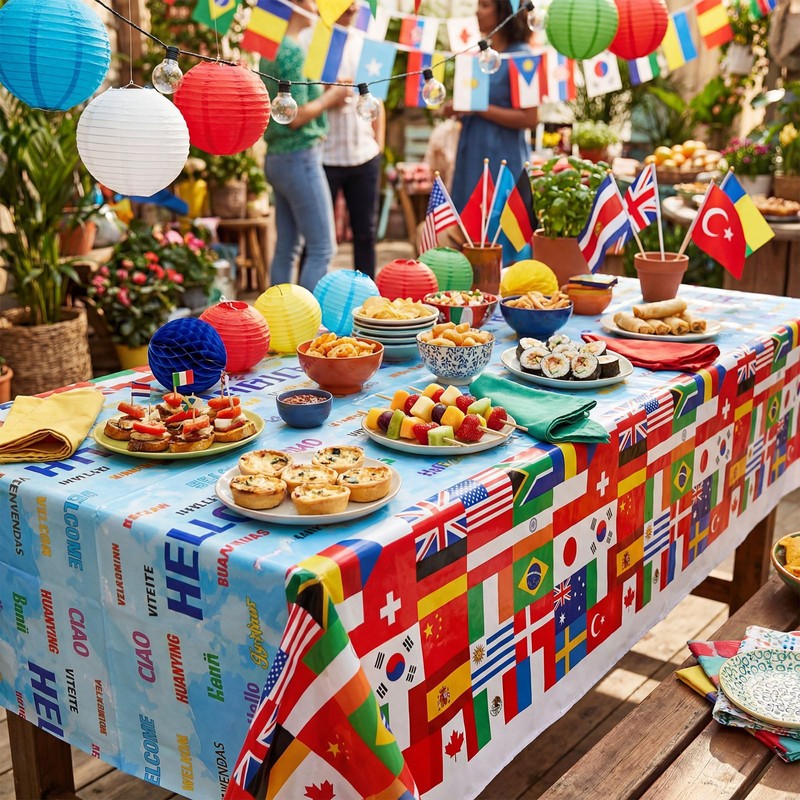 3 Pcs International Flag Tablecloth Travel Party Decorations