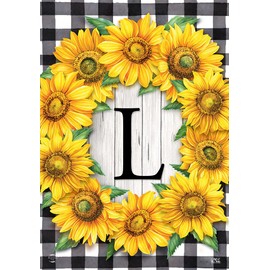 Briarwood Lane Sunflowers Monogram L Garden Flag Floral Everyday 12.5" x 18"