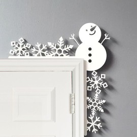 2025 Wooden Christmas Door Toppers, Over Door Corner Frame Topper Decorations Indoor Ornament Decorative Wall Woodland Wood Vintage Window Garage Yard Santa Creative Wooden Hanging Decor (Snowman C)