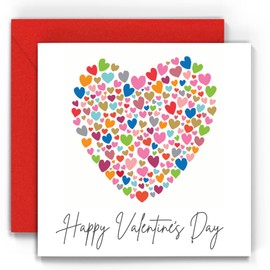 Valentines Card with Rainbow Hearts design for husband, wife, boyfriend or girlfriend - Valentine's Day cards in plastic free packaging