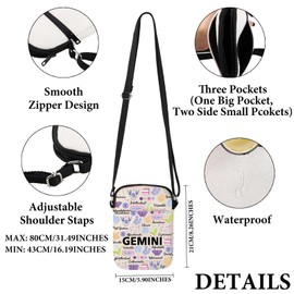 VAMSII Gemini Zodiac Inspired Gift Gemini Words Crossbody Bag Astrology Lover Travel Bag Zodiac Gemini Merch (Gemini Words C C)