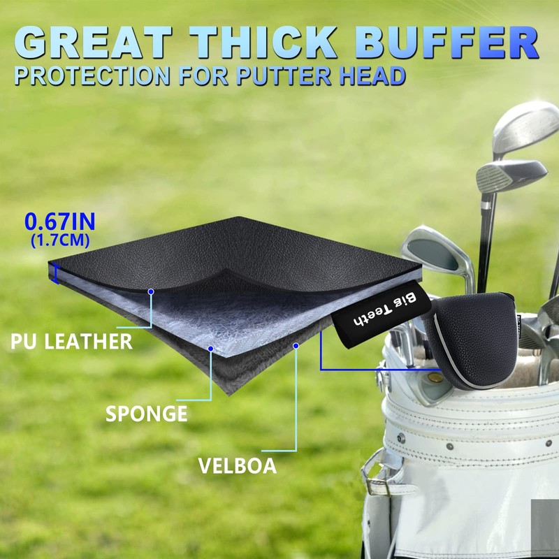Big Teeth Golf Mallet Putter Head Cover Headcover Magnetic Club