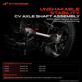 A-Premium CV Axle Shaft Assembly Compatible with Honda Models - Rancher 350 2000-2005, Rancher 400 2004-2007, Rancher 420 2007-2013, 4x4 Models - Front Left or Right Side, Replace# 42220HM7830