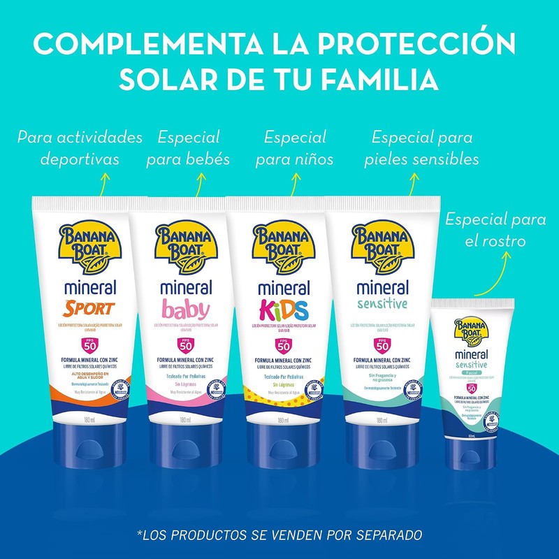 Banana Boat, Protector Solar Mineral Kids 50 FPS 180 ml