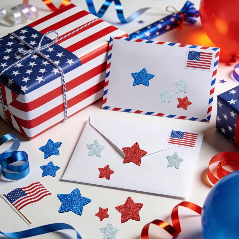 90PCS 4th of July Foam Star Stickers