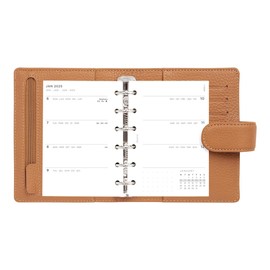 Filofax Norfolk Organizer, Pocket Size, Almond - Soft, Full-Grain Leather, Six Rings, Week-to-View Calendar Diary, Multilingual, 2025 (C022632-25)