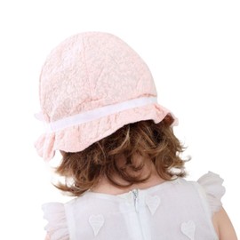 ANIMQUE Baby Girls' Sun Hat Super Soft Cotton Lace Butterfly Summer Toddler Cute Princess Ruffle Fishing Hat Baby Shooting 0-4 Years, LSHDX Pink