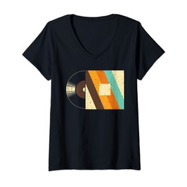Womens Cool Vinyl Record For Men Women Record Lover Jazz Turntable V-Neck T-Shirt