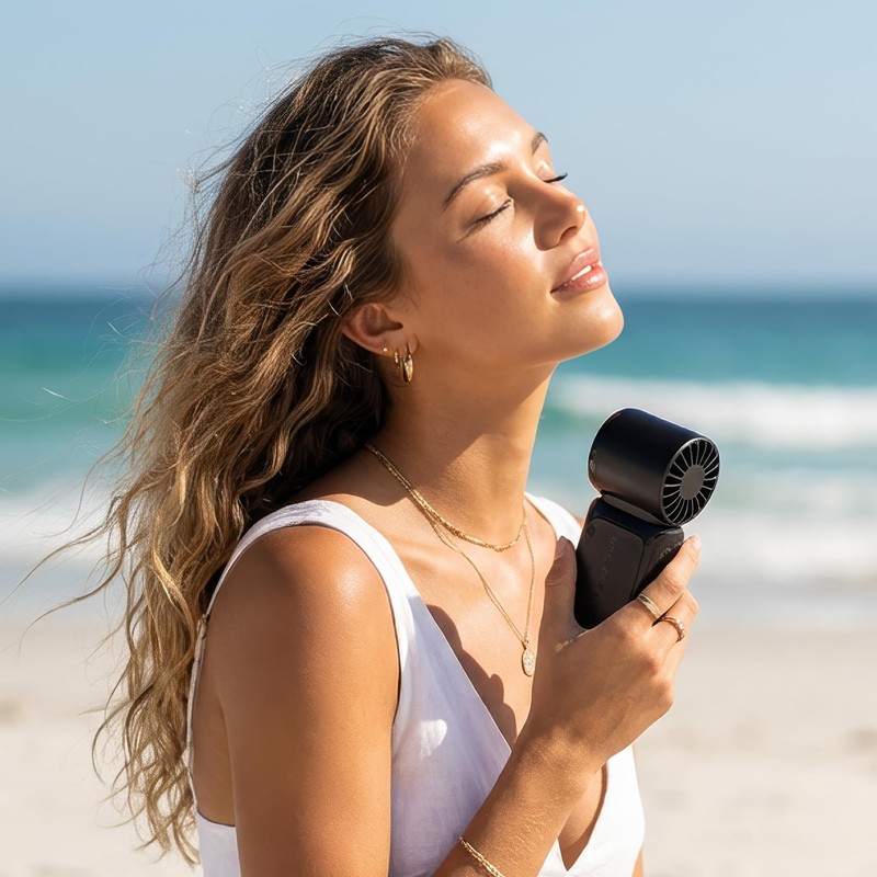 Reflex Active Black Mini Handheld Pocket Fan for Travel, Commuting,
