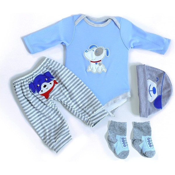 MAIHAO Reborn Baby Doll Clothes for 17-22 Inch Newborn Baby Doll Boy, Baby Doll Clothes Outfit Accessories fit 17-22 Inch Baby Doll Boy【Puppy Pattern 4pcs Set 】