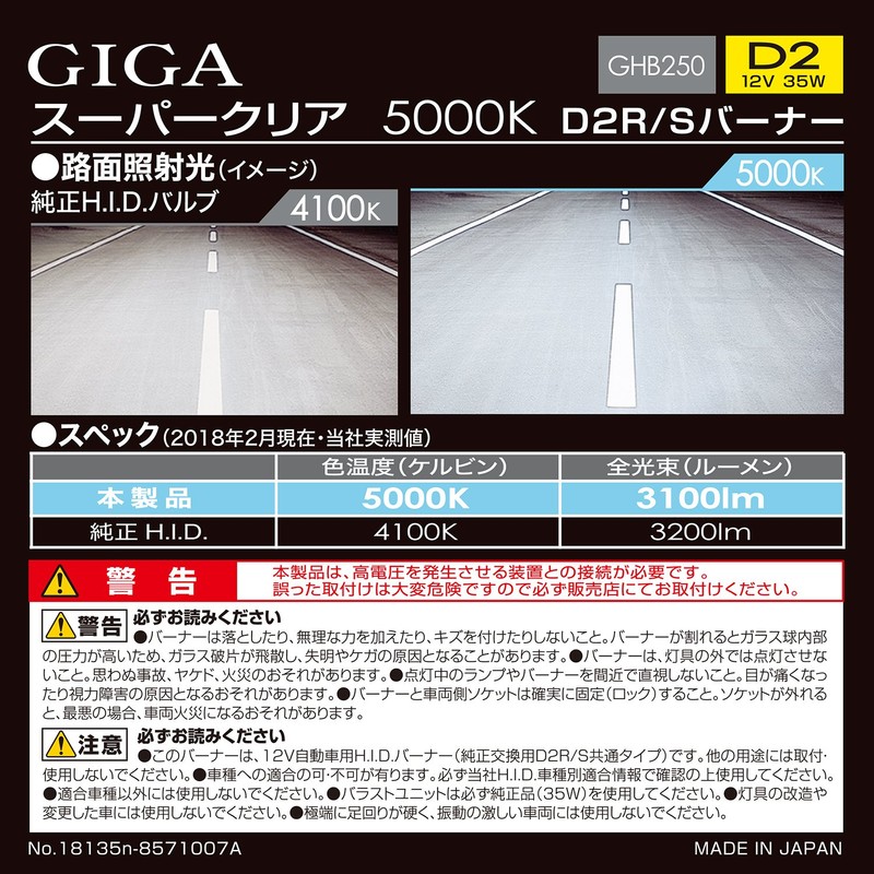Carmate Car HID Genuine Replacement Bulb GIGA Super Clear D2R