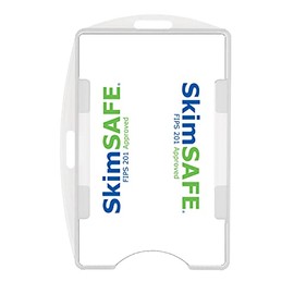 5 Pack - RFID Blocking ID Badge Holder (Holds 2 Cards) - SkimSAFE FIPS 201 Approved - Dual Sided Shield Blocks 13.56MHz Radio Signal - Specialist ID (Frosted Clear)