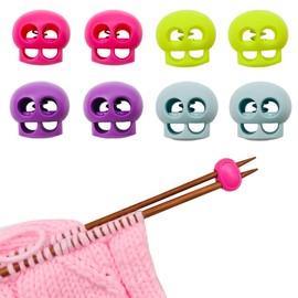 MAGUSHION 8 Pcs Colourful Double-Hole Knitting Needle Stoppers - Needle Point Protectors, Stitch Stoppers, Essential Knitting Accessories