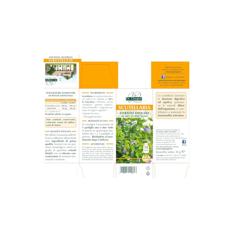 SCUTELLARIA Estratto titolato pastiglie - 30 g