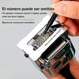 Foliador Automático De 6 Digitos Diseño Metálico 1pza Color De La Tinta Negra                                                                         