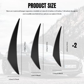 QZTYTY 6PCS Car Spoiler Canards Kit, Car Front Bumper Lip Splitter, Auto Anti Collision Strip Decorative Stickers, Exterior Accessories Spoiler Canard Decoration Kit for Car SUV (Black)