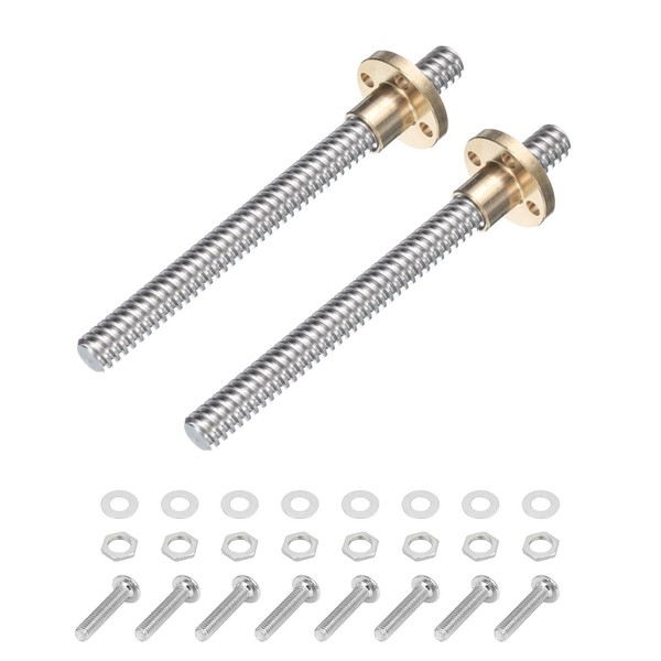 sourcing map 2 Pcs 100mm / 4 Inch Tr8x4 Stainless