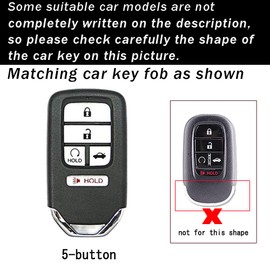 ontto 5 Buttons Car Key Cover with Keychain Fit for Honda Civic Accord Pilot CRV HRV CRZ Fit Odyssey TPU Key Skin Marble Pattern Key Shell Grey