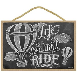 SJT ENTERPRISES, INC. Life is a Beautiful Ride (Horizontal) 7" x 10.5" Wood Plaque Sign Featuring The Chalk Artwork of Ampersand (SJT14807)