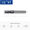 VIERDWIN Carbide Square End Mill - 4 Flute - for
