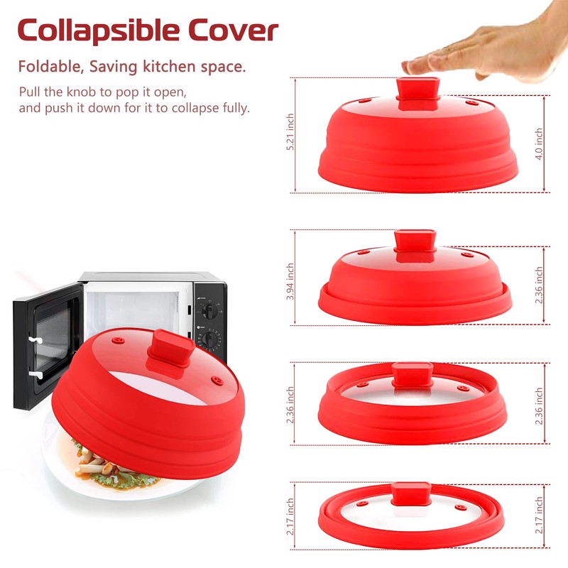 Microwave Splatter Cover Glass Cover Splatter Guard Lid with Collapsible