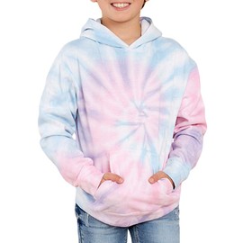 GAMISOTE Unisex Kids Tie Dye Sweatshirt Boys Girls Warm Hooded Kangaroo Pocket Pullover Hoodies Pink-purple