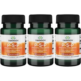 Swanson P-5-P (Pyridoxal-5-Phosphate) Coenzymated Vitaminb-6 20 Milligrams 60 Capsules (3 Pack)